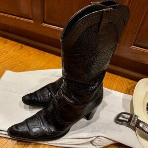 Stuart Weitzman Vintage Heeled Dark Brown Cowboy Boots, 11 N